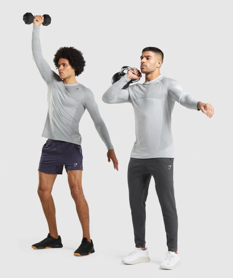 Koszulki Gymshark Apex Seamless Long Sleeve Męskie Głęboka Szare | PL 703PZG